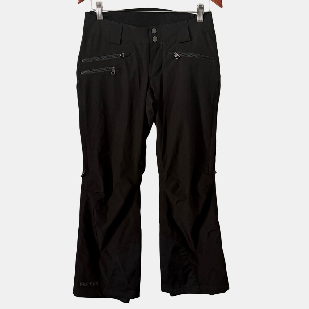 Marmot Women XS Snowboarding Black Technical Ski Snow Pants Double Snap Winter